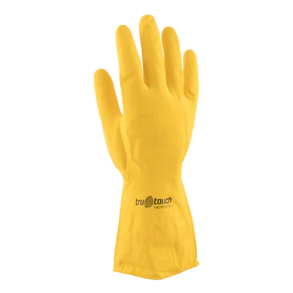 REBEL Tru Touch Yellow Rubber Household Gloves - Pack of 12