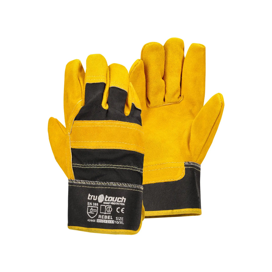 REBEL Tru Touch Chrome Leather Yellow Candy Superior Wrist Gloves - Pack of 12