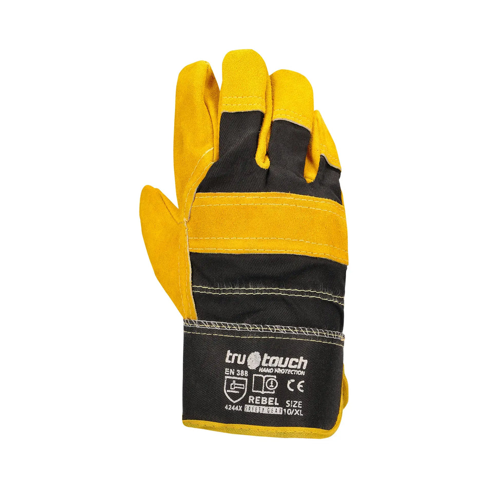 REBEL Tru Touch Chrome Leather Yellow Candy Superior Wrist Gloves - Pack of 12