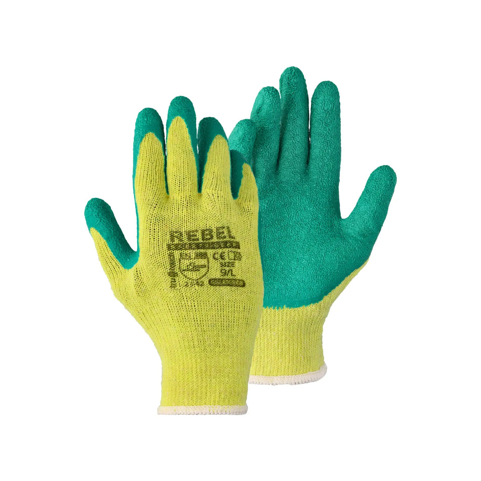 REBEL Tru Touch Green Latex Gloves - Pack of 12