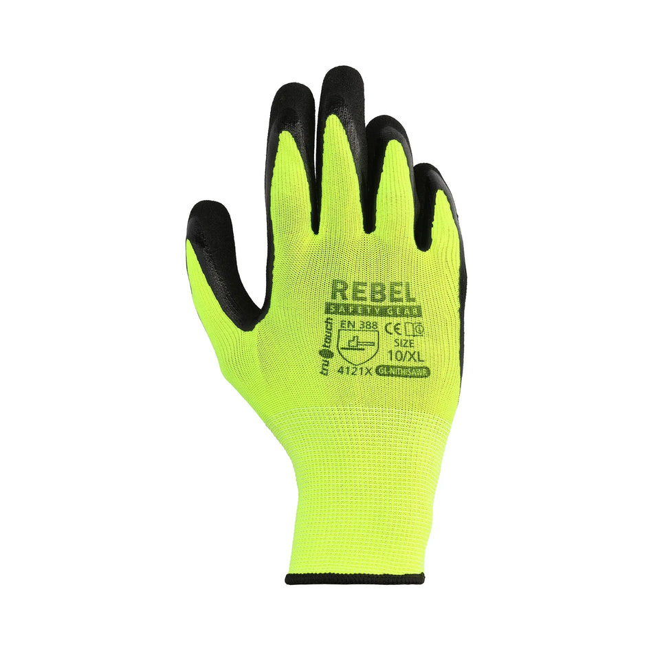 REBEL Tru Touch Hi Viz Sandy Nitrile Gloves - Pack of 12