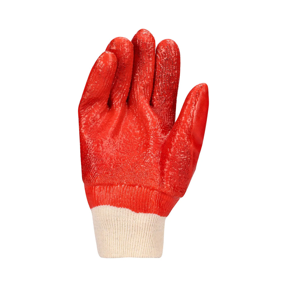 REBEL Tru Touch Red PVC Heavy Duty Gloves Rough Palm - Pack of 12