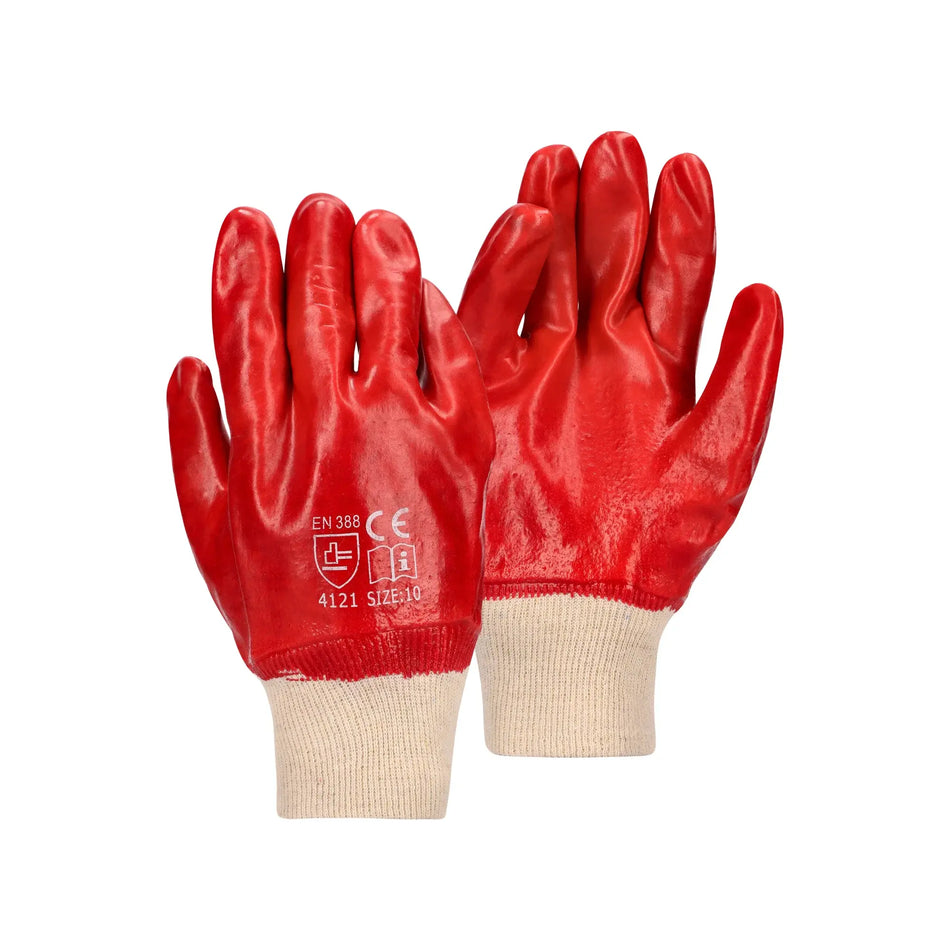 REBEL Tru Touch Red PVC Medium Weight Wrist Gloves - Pack of 12