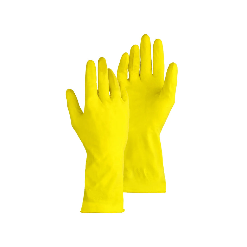 REBEL Tru Touch Yellow Rubber Household Gloves - Pack of 12