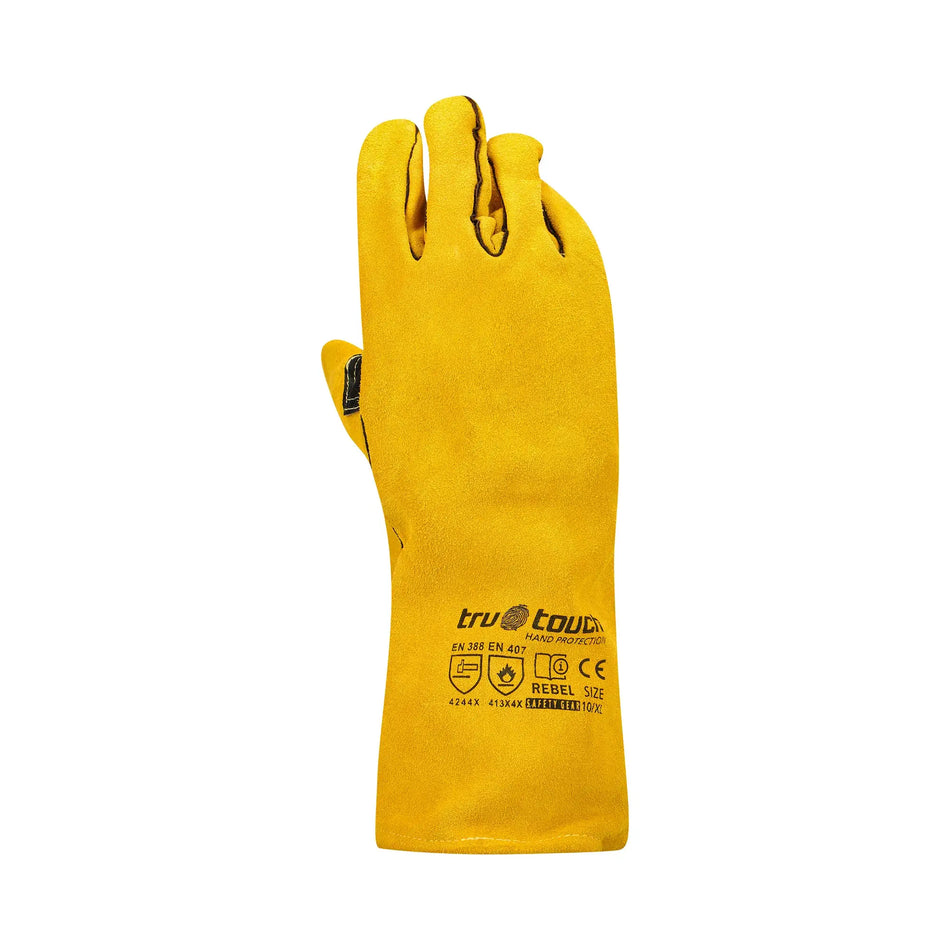 REBEL Tru Touch Yellow Lined Welders Superior Elbow Length Gloves - Pack of 12