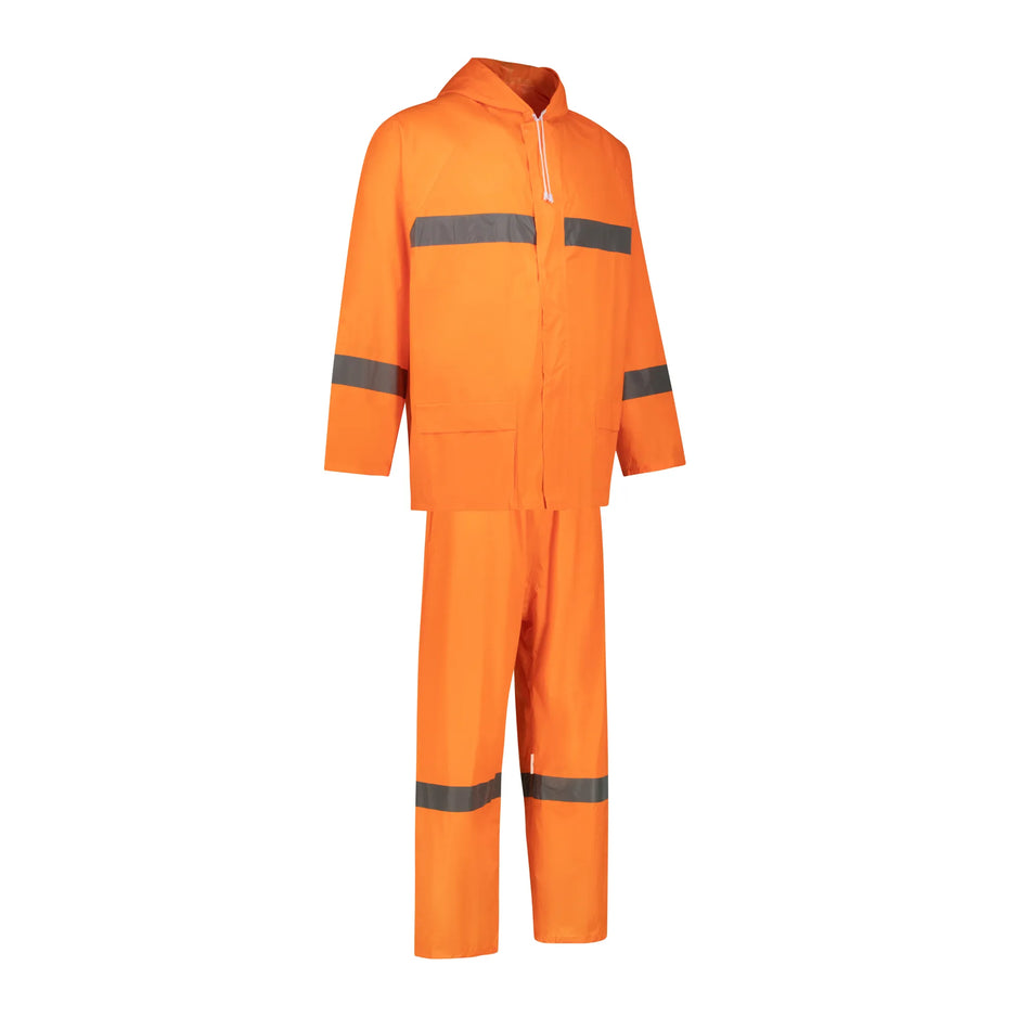 REBEL AquaSkin Rubberised Hi Viz Reflective Orange Rainsuit