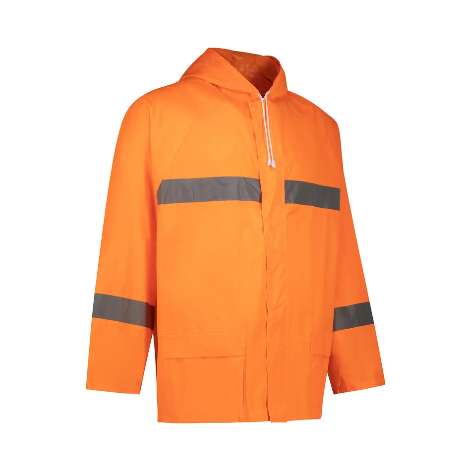 REBEL AquaSkin Rubberised Hi Viz Reflective Orange Rainsuit
