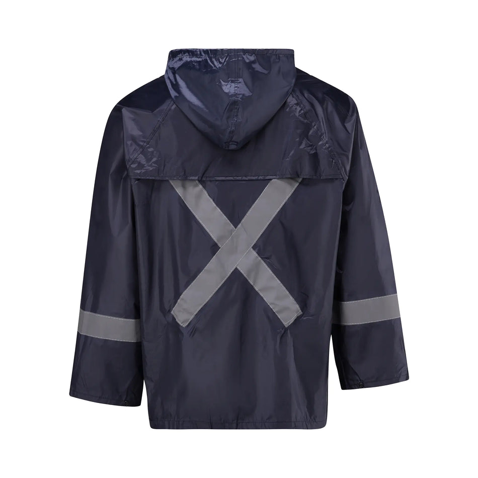 REBEL AquaSkin Rubberised Hi Viz Reflective Navy Rainsuit