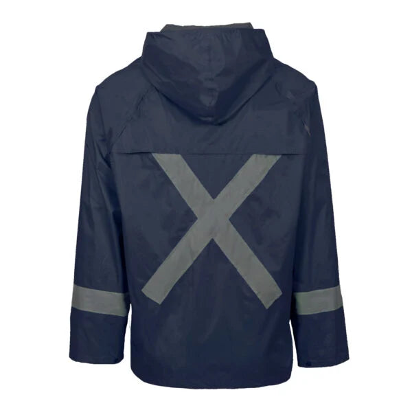 REBEL AquaSkin Rubberised Hi Viz Reflective Navy Rainsuit