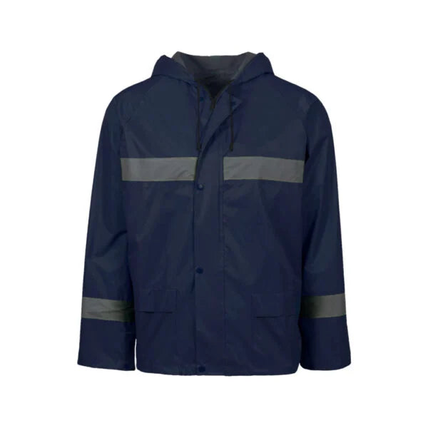REBEL AquaSkin Rubberised Hi Viz Reflective Navy Rainsuit