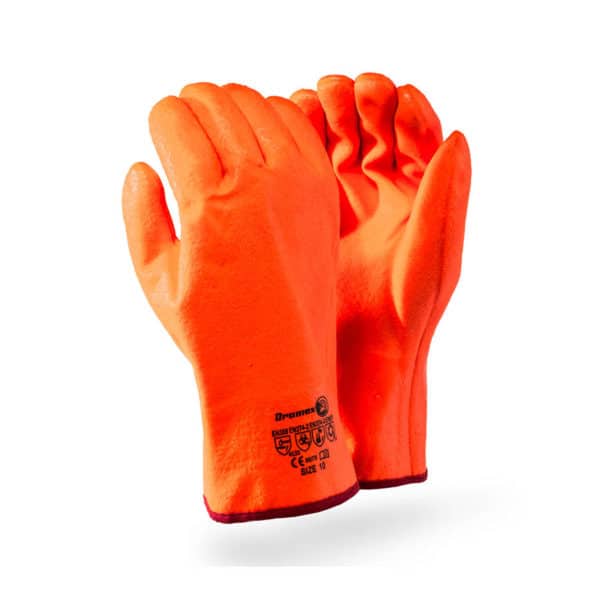 FREEZER GLOVES - TEXTURED GRIP - FOUR LAYERS OF PROTECTION - ORANGE HI-VISIBILITY