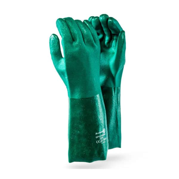 HEAVY DUTY TEXTURED GREEN PVC COATED GLOVES